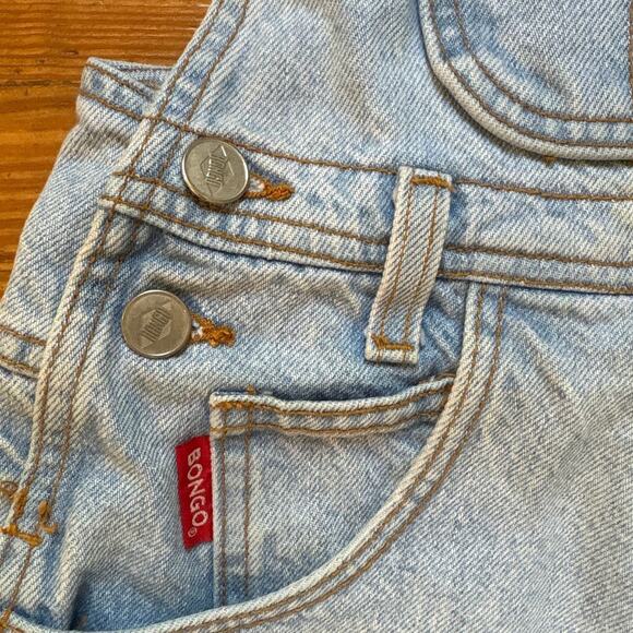 Bongo vintage 90s light wash denim overall shorts SIZE M - Picture 4 of 6